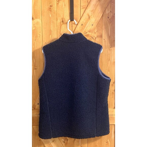 Orvis Sherpa Fleece Vest Large Navy Full Zip High Pile Outdoor Hiking Jacket - Picture 2 of 13